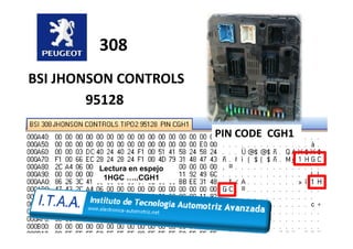 308
BSI JHONSON CONTROLS
95128
Lectura en espejo
1HGC >..CGH1
PIN CODE CGH1
 