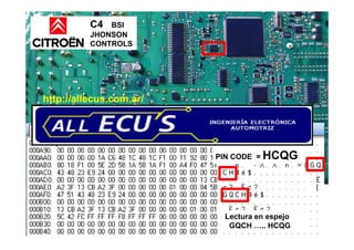 C4 BSI
JHONSON
CONTROLS
http://allecus.com.ar/
PIN CODE = HCQG
Lectura en espejo
GQCH >.. HCQG
 