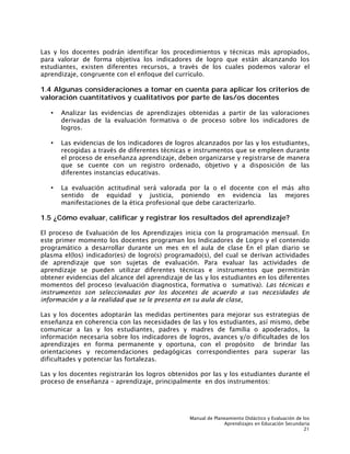 Manual de planeamiento y evaluación de los aprendizajes de secundaria | PDF