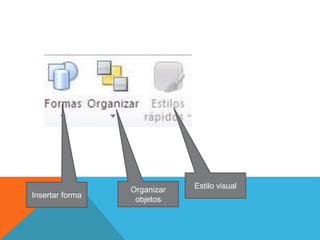 Estilo visual
Insertar forma
Organizar
objetos
 