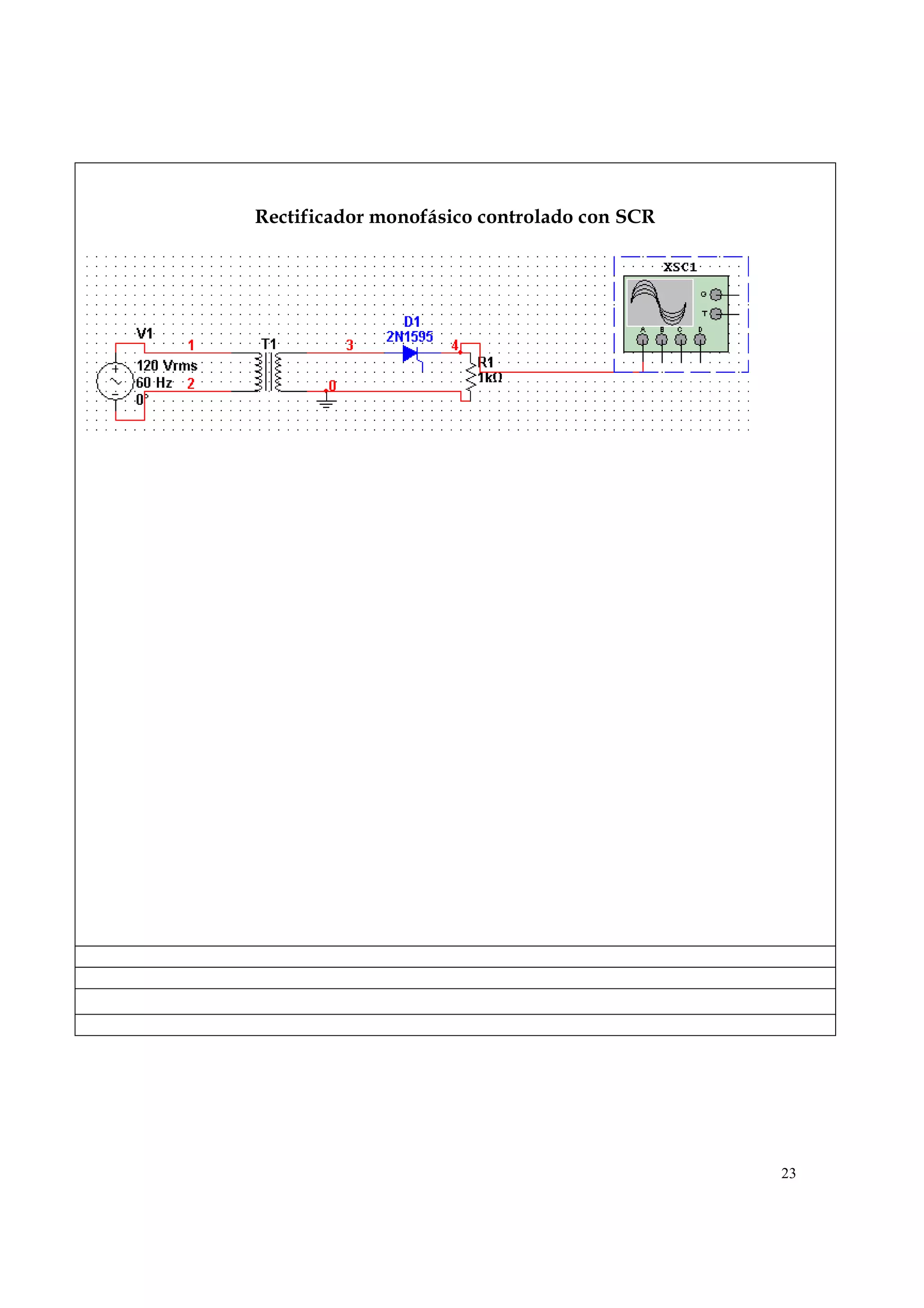 23
Rectificador monofásico controlado con SCR
 