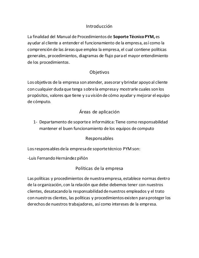 Modelo De Manual De Procedimientos