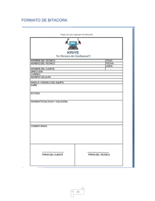 26
FORMATO DE BITACORA
 