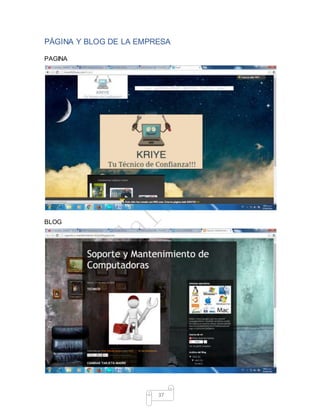 37
PÁGINA Y BLOG DE LA EMPRESA
PAGINA
BLOG
 