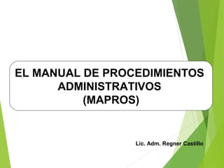 EL MANUAL DE PROCEDIMIENTOS
ADMINISTRATIVOS
(MAPROS)
Lic. Adm. Regner Castillo
 