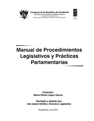 Manual de procedimientos legislativos y prácticas parlamentarias