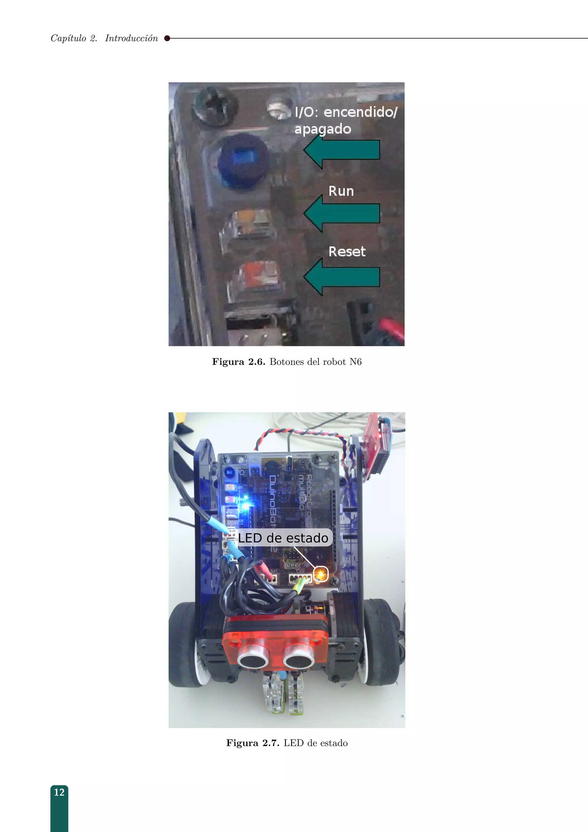 Capítulo 2. Introducción
Figura 2.6. Botones del robot N6
Figura 2.7. LED de estado
12
 