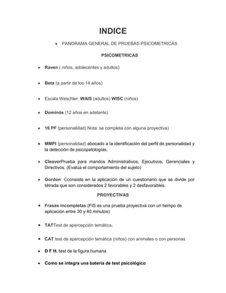 Manual de pruebas psicometricas | DOCX