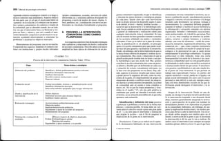 250 / Manual de psicología comunitaria
siguiendo criterios estratégicos (interés a la larga) y
tácticos (intereses más inmediatos). Aspectos básicos
de esta parte son: el rol que el practicante habrá de
«ganarse» en la relación y el contacto con las perso-
nas y grupos comunitarios; la confianza y respeto de
la comunidad, que se obtendrá cuando, por un lado,
ésa vea que el interventor busca su bienestar y res-
peta sus fines y valores y, por otro, cuando el inter-
ventor demuestre competencia profesional en su ac-
tuación, ayudando efectivamente a solucionar los
problemas o alcanzar los objetivos marcados.
Mantenimiento del programa, una vez en marcha.
Comprende tres aspectos: mantener el contacto con-
tinuo con instituciones y grupos locales relevantes
(grupos comunitarios, escuelas, servicios de salud,
universidad, etc.); relaciones públicas divulgando los
programas a través de medios de masas, charlas, li-
bros, panfletos, etc.; coordinación con servicios pro-
fesionales no vinculados formalmente al programa.
8. PROCESO: LA INTERVENCIÓN
COMUNITARIA COMO CAMBIO
PLANIFICADO
Los esquemas anteriores han destacado estrategias
más cualitativas y relaciónales de diseño y realización
de acciones comunitarias. Describo ahora con mayor
amplitud las fases típicas de elaboración de un pro-
CUADR0 7.13
Proceso de la intervención comunitaria (Sánchez Vidal, 1991a)
Etapa
Definición del problema
Evaluación inicial
Diseño y planificación de la
intervención
Realización (estrategia)
Terminación y evaluación de
resultados
Tareas técnicas y estratégicas
Identificar y definir problema/tema positivo relevante
Identificar destinatario intervención
Justificar intervención
Describir contexto institucional y social
Negociar contrato
Evaluar necesidades, recursos y actitud/motivación social
Identificar información necesaria
Seleccionar métodos apropiados para recoger información
Definir objetivos
Determinar acciones para alcanzar objetivos
Establecer medios precisos
Acceso/contacto población/sistema social
Obtención medios
Implicación/motivación población
Seguimiento y ajuste de acciones del programa
Mantenimiento del programa
Evaluar <
Seguimie
Eficacia respecto de objetivos planteados
Utilidad/impacto global
Satisfacción usuarios
nto y apoyo posterior, si es posible
© Ediciones Pirámide
Intervención comunitaria: concepto, supuestos, técnica y estrategia / 251
grama comunitario organizado, en que se identifican
y discuten las tareas técnicas y estratégicas propias
de cada paso. Quede claro que cada intervención
tiene su propio proceso de desarrollo según el asun-
to de interés, el nivel —barrial, familiar, escolar...—
social en que se desenvuelve y la metodología utili-
zada. En ese sentido no existe un proceso homogéneo
y general de elaboración y realización válido para
cualquier intervención, tema y comunidad. Se trata
sólo de resumir las fases generales comunes a muchas
de las acciones señalando sus puntos o momentos
relevantes. Como ya se indicó en la parte de evalua-
ción, la planificación es un añadido, en principio
ajeno a la acción comunitaria pero que puede resul-
tar muy útil para guiarla y racionalizar su desarrollo.
Puede, sin embargo, dar la falsa impresión de que es
la única forma correcta de preparar y realizar accio-
nes comunitarias. Hay casos y situaciones en que la
planificación puede resultar más un lastre y una jau-
la metodológica que una ayuda real. Hay quienes
conciben la acción comunitaria más como un proce-
so abierto y flexible que van definiendo en cada caso
y situación los actores comunitarios relevantes (ya
se han visto dos propuestas en esa línea). Hay, ade-
más, aspectos y procesos sociales que nunca vamos
a poder prever ni organizar del todo, como las rela-
ciones de la gente, el comportamiento de grupos en
situaciones de estrés o conflicto social, las situacio-
nes nuevas o acontecimientos inesperados, la actitud
de comunidad ante un asunto o tema complejo o
nuevo, etc. Así es que las etapas propuestas, y resu-
midas en el cuadro 7.13, son una guía genérica y
cambiante que puede ser alterada o revisada sobre
el terreno, no un armazón preestablecido al que deba
ajustarse cada actuación.
Identificación y definición del tema positivo
a potenciar o problema a resolver de la forma más
precisa y concreta posible. El tema debe ser rele-
vante para el colectivo social o para una gran parte
de él —y no sólo para el interventor o institución
que origine la acción— con el fin de asegurar la
implicación de la gente en la intervención.
Destinatario. Como ya se indicó en el capítu-
lo 6, destinatarios habituales de una intervención
comunitaria son una comunidad o territorio, un co-
lectivo o población social y una dimensión positiva
o negativa concreta (el asociacionismo o la droga)
teniendo cada destinatario sus propias ventajas e
inconvenientes. La comunidad delimita geográfi-
camente el trabajo y facilita el acceso territorial a
la información y actuación contando con núcleos
organizados formales e informales (asociaciones,
sedes institucionales, etc.) desde los que actuar. Pero
es, a la vez, muy compleja en términos de proble-
mática, recursos y grupos humanos, y contiene,
además, una serie de elementos —redes de comu-
nicación, transporte, organización urbanística, vida
comercial, etc.— que, como «soporte» territorial o
económico, exceden con mucho el campo de lo psi-
cológico o lo psicosocial en que se suele mover
rutinariamente el psicólogo comunitario. Un grupo
poblacional es más reducido, tiene una cierta
homogeneidad (en razón de la historia o las carac-
terísticas compartidas) pero no está geográficamen-
te delimitado ni suele contar con núcleos asociativos
o institucionales desde los que actuar. Y una dimen-
sión positiva o problemática es aún más simple des-
de el punto de vista estructural, lo que permite un
trabajo más especializado. Carece, en cambio, del
soporte territorial o social, puede no ir ligada a un
grupo social determinado (en cuyo caso el acceso
personal es más difícil) y está casi siempre conec-
tada con otras dimensiones sociales de las que di-
fícilmente puede desligarse el interventor y la in-
tervención.
Origen de la intervención. Puede ser una de-
manda, un encargo o la propia iniciativa profesional.
Si la intervención responde a una demanda desde
abajo, tenemos generalmente asegurada la motiva-
ción (y participación) de la gente (en realidad los
demandantes pueden o no representar al Conjunto
de la comunidad); habremos, sin embargo, de ase-
gurar la implicación institucional y los medios pre-
cisos para llevar a cabo la intervención. Un encar-
go desde arriba asegura esos medios pero no el
interés y motivación de la gente a que va destinada
la intervención ni de los que la van a realizar. En
ambos casos el interventor (casi siempre un equipo
multidisciplinar) deberá aclarar lo que el que hace
© Ediciones Pirámide
 