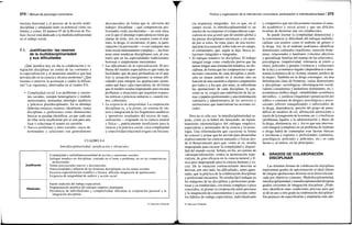274 / Manual de psicología comunitaria
tructura funcional y el proceso de la acción multi-
disciplinar y señalando tanto su potencial como sus
límites y costes. El número 97 de la Revista de Tra-
bajo Social está dedicado a la multidisciplinariedad
en el trabajo social.
7.1. Justificación: las razones
de la multidisciplinariedad
y sus dificultades
¿Qué justifica hoy en día la colaboración e in-
tegración disciplinar en contra de las corrientes a
la especialización y el atomismo analítico que han
prevalecido en la ciencia y técnica modernas? ¿Qué
razones o motivos la aconsejan y cuáles la dificul-
tan? Las siguientes, abreviadas en el cuadro 8.6:
• Complejidad social. Los problemas y cuestio-
nes sociales, siempre heterogéneos y multidi-
mensionados, demandan abordajes analíticos
y prácticos pluridisciplinares. En su abordaje
deberían entonces reunirse, idealmente, tantas
disciplinas o profesiones como dimensiones
básicas se puedan identificar, ya que cada una
de ellas sería insuficiente por sí sola para ana-
lizar o solucionar el asunto en cuestión.
• Nuevos problemas y retos sociales, cuyos de-
terminantes y soluciones son generalmente
desconocidos, de forma que la «división del
trabajo» disciplinar —qué competencias pro-
fesionales están involucradas— no está clara,
con lo que el abordaje especialista no tiene ga-
rantías de éxito. Así, en asuntos como el mal-
trato, la droga, el sectarismo, el paro, la parti-
cipación o la prevención —o casi cualquier otro
tema social mínimamente complejo—, las fron-
teras entre temáticas disciplinares son, al con-
trario que en las especialidades tradicionales,
borrosas o simplemente inexistentes.
Las dificultades de la especialización. El pro-
blema del modelo especialista es que todas las
facilidades que da para profundizar en el aná-
lisis (y actuación consiguiente) se tornan difi-
cultades para integrar las aportaciones atomi-
zadas que hace cada especialista, de tal forma
que el modelo resulta inapropiado para encarar
problemas y situaciones que requieren respues-
tas teóricas o prácticas unitarias o, cuando me-
nos, coherentes.
La exigencia de integralidad. La cooperación
disciplinar es, a la postre, un sistema de sín-
tesis e integración de los fragmentos analíticos
y operativos resultantes del exceso de espe-
cialización —originado en la ciencia natural
y física—, patéticamente insuficiente para la
ciencia y la práctica social, cuya complejidad
y conectividad relacional exigen con frecuen-
CUADRO 8.6
Interdisciplinariedad: justificación y obstáculos
Justificación
Complejidad y multidimensionalidad de acción y cuestiones sociales
Enfoque temático no disciplinar: centrado en el tema o problema, no en las competencias
profesionales
Temas psicosociales nuevos y desconocidos
Transversalidad y difusión de las fronteras disciplinares en los temas sociales
Excesiva especialización científica y técnica: dificulta integración de aportaciones
Exigencia de integralidad de análisis y acción social
Obstáculos
Fuerte tradición del trabajo especialista
Fragmentación analítica del enfoque empírico dominante
Prevalencia de individualismo y competitividad: dificultan la cooperación personal y la
integración disciplinar
© Ediciones Pirámide
Política y organización de la intervención comunitaria: participación e Interdisciplinariedad I 275
cia respuestas integradas. Así es que, en el
campo social, la interdisciplinariedad es un
intento de recomponer el rompecabezas espe-
cialista en una gestalt que dé sentido global a
las piezas disciplinares inconexas y sin senti-
do por sí solos. Se trata, pues, de una necesi-
dad práctica esencial, sobre todo en un campo,
el comunitario, que, según se dijo, busca so-
luciones integrales e integradas.
• El enfoque temático no disciplinar. El trabajo
integral exige como condición previa que las
tareas tengan una orientación temática, no dis-
ciplinar, de forma que las competencias o apor-
taciones concretas de cada disciplina o profe-
sión no tienen sentido en sí mismas sino en
función de una cuestión u objetivo compartidos
por todos y a los que, por tanto, se subordinan
las aportaciones de cada disciplina, lo que,
como se ve, exigirá una redefinición de las ta-
reas y papeles profesionales y una reorientación
valorativa y administrativa de los servicios e
instituciones que materializan las acciones so-
ciales.
Pero no es sólo eso: la interdisciplinariedad su-
pone, como ya se habrá ido intuyendo, un replan-
teamiento epistemológico del enfoque empírico,
especialista y atomizador de la ciencia y la tecno-
logía. Una reformulación que cuestiona la forma
de conocer y actuar que ha servido para desarrollar
explosivamente las ciencias naturales y físicas des-
de el Renacimiento pero que, como se ve, resulta
inapropiada para encarar la complejidad y dispari-
dad del mundo social. Señala, en fin, un camino de
«desespecialización» contra la atomización espe-
cialista, de gran eficacia en la ciencia natural y fí-
sica pero inapropiado para la ciencia humana y so-
cial. De la situación contracorriente descrita se
derivan, por otro lado, las dificultades, antes apun-
tadas, que la práctica de la colaboración disciplinar
y profesional encuentra. No resulta fácil trabajar en
los márgenes de las disciplinas y profesiones pode-
rosas y ya establecidas, con temas complejos o poco
conocidos; ni primar la cooperación entre personas
y la integración de conocimientos y acciones sobre
los hábitos de trabajo especialista, individualizado
© Ediciones Pirámide
y competitivo que tan eficazmente trasmite el mun-
do académico y social actual y que tan difíciles
resultan de desterrar una vez establecidos.
Se puede ilustrar la complejidad dimensional y
la conveniencia (y dificultad) del enfoque multidis-
ciplinar con asuntos como el maltrato de género o
la droga. Así, en el maltrato podríamos identificar
dimensiones culturales (machismo, sumisión feme-
nina), relaciónales o familiares (vínculos afectivos
y aprendizaje familiar del manejo de las relaciones),
psicológicas (impulsividad, tolerancia al estrés u
otras), policiales y penales (violencia y violaciones
de la ley) y económico-legales (dependencia o auto-
nomía económica de la víctima, estatuto jurídico de
la mujer). También en la droga convergen, sin una
delimitación clara de fronteras, varias dimensiones
y disciplinas: sociológicas (desintegración social,
valores consumistas y hedonistas dominantes, etc.);
económicas (tráfico ilegal, «rentabilidad» económica
del tráfico...); jurídicas (ilegalidad o penalización del
tráfico o consumo de drogas); psicológicas y psico-
sociales (efectos tranquilizantes o euforizantes de
la droga, dependencia, presión del grupo de pares,
déficit de modelos de rol, afirmación adolescente a
través de la trasgresión de la norma, etc.); o biofísicas
(problemas ligados a la administración y abuso de
la droga, abstinencia, etc.). Así es que una interven-
ción integral (completa) en un problema de maltrato
o droga habrá de contemplar esas facetas básicas
e involucrar a expertos o profesionales (sanitarios,
psicológicos, policiales y judiciales, etc.) en cada
faceta o, al menos, en las principales.
8. GRADOS DE COLABORACIÓN
DISCIPLINAR
Las distintas formas de colaboración disciplinar
representan grados de aproximación al ideal último
de integrar aportaciones diversas en la dirección mar-
cada por objetivos comunes. Multidisciplinariedad,
interdisciplinariedad y transdisciplinariedad designan
grados crecientes de integración disciplinar. ¿Pode-
mos identificar unas condiciones precisas para que
se dé en uno u otro grado la colaboración disciplinar?
Sin perjuicio de especificarlas y ampliarlas más ade-
 