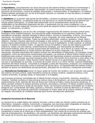 Neurociencias y Psiquiatría

corteza cerebral.

El Hipotálamo, conjuntamente con otras estructuras del sistema límbico mantiene la homeostasis a
través de tres procesos íntimamente relacionados: el control central del sistema nervioso visceral,
secreción de hormonas y control de estados emocionales y motivacionales. El hipotálamo y el sistema
límbico también participan por vía de la formación reticular en controlar el nivel de alerta y el estado
general de «estar consciente».

El Epitálamo es la porción más dorsal del diencéfalo y contiene la glándula pineal, el núcleo habenular
y la comisura posterior. La glándula pineal es una estructura no neural formada exclusivamente por
células gliales (astrocitos). La pineal está relacionada con el comportamiento sexual de otros
vertebrados en las diferentes estaciones del año, e igualmente con los ciclos circadianos y con la
melatonina. El núcleo habenular funciona como parte del sistema límbico controlando el impulso para
actuar, la motivación y el afecto.

El Sistema Límbico es una de las más complejas organizaciones del sistema nervioso central tanto
fisiológica como anatómicamente. Sus estructuras están localizadas en la superficie media de los
hemisferios cerebrales, también llamado el lóbulo límbico. Incluye el hipocampo, el fórnix, los cuerpos
mamilares, los núcleos anteriores del tálamo, el giro cingulado, así como regiones de los lóbulos
temporales, parietales y frontales. Todos los sistemas sensoriales -auditivo, gustativo, visual, táctil y
olfatorio- mandan impulsos altamente procesados a este sistema. Los impulsos que salen del sistema
límbico siguen básicamente dos caminos: el primero incluye el hipotálamo, el tallo cerebral, la médula
espinal y el sistema somático motor; el segundo incluye la hipófisis y hace uso del sistema autónomo
endocrino. Existe una red extensa, anatómicamente compleja, que interconecta las diferentes
estructuras límbicas. Esta red incluye proyecciones del hipocampo, vía el fórnix al cuerpo mamilar, y vía
los tractos mamilotalámicos al núcleo anterior del tálamo en el giro cingulado y de regreso al
hipocampo. Estudios adicionales del sistema límbico han identificado al hipocampo y al complejo núcleo
amigdalino, como las estructuras subcorticales principales. Las lesiones al lóbulo límbico tienen que ser
bilaterales para producir síntomas. Lesiones bilaterales del hipocampo producen amnesia anterógrada,
interfiriendo con el proceso neuronal necesario para mover información de la memoria a corto plazo a la
memoria de larga duración. Estas lesiones tienen efectos obvios en el aprendizaje; sin embargo, una
vez que el aprendizaje ha ocurrido, el proceso de olvidar ocurre a un ritmo normal. Lesiones bilaterales
anteriores del lóbulo anterior, incluyendo la amígdala y parte del hipocampo, producen una constelación
de comportamientos conocidos como el síndrome de Kluver-Bucy. La hiperactividad del sistema límbico
también se asocia con desórdenes del pensamiento, dificultad con la memoria y emociones anormales.
Los Hemisferios Cerebrales tienen el mayor grado de función del cerebro y son la porción más grande
del sistema nervioso central. Cada hemisferio consta de corteza cerebral, substancia blanca y tres
núcleos profundos: el ganglio basal, el hipocampo y la amígdala.

Las funciones primarias controladas por el lóbulo frontal incluyen movimiento, memoria, emoción e
intelecto. También contiene el área primaria motora (área 4 de Brodman), así como áreas premotoras y
suplementarias (6,8), además del área de Broca que controla el habla y áreas terciarias sensitivas. El
lóbulo parietal contiene la corteza sensitiva primaria, secundaria y terciaria. El lóbulo occipital contiene
la corteza visual primaria y áreas de asociación visual. Las funciones primarias controladas por el lóbulo
temporal son: comprensión del habla, audición y memoria. Contiene el área de Wernicke y la corteza
auditiva primaria. Las áreas de asociación constituyen la mayor parte de la corteza cerebral y su función
es integrar información de múltiples sistemas para formar percepciones abstractas.



Anatomía Funcional de la Neurona

La neurona es la unidad básica del sistema nervioso y lleva a cabo los mismos cuatro procesos de la
informática: recepción, análisis, transmisión y respuesta. Las neuronas están integradas en sistemas
funcionales dedicados a controlar un aspecto específico del comportamiento.
El cuerpo de la neurona es su centro metabólico, responsable de sintetizar proteínas que luego se
transportan a través de la célula por el flujo axoplasmático. Del cuerpo de la neurona se originan dos
tipos de prolongaciones: las dendritas y los axones. Las dendritas son delicadas extensiones cilíndricas
del cuerpo de la neurona que incrementan enormemente el área receptiva de la célula.


 http://200.10.68.58/bibvirtual/libros/manualpsiquiatra/cap_2.htm (2 of 14) [23/12/2000 12:33:10 a.m.]
 