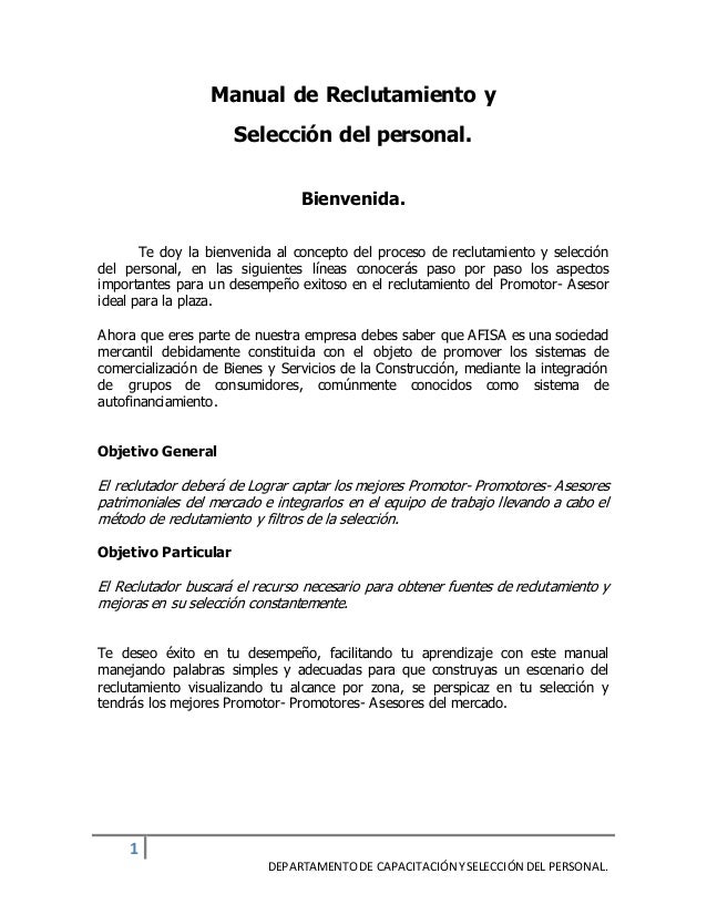 Manual de reclutamiento y seleccion del personal 2015 mms