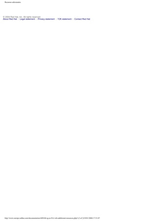 Recursos adicionales

© 2004 Red Hat, Inc. All rights reserved.
About Red Hat : Legal statement : Privacy statement : Y2K statement : Contact Red Hat

http://www.europe.redhat.com/documentation/rhl9/rhl-rg-es-9/s1-nfs-additional-resources.php3 (2 of 2)19/01/2004 17:51:07

 