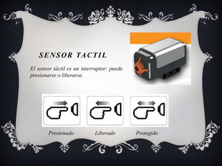 S E N S O R TA C T I L
El sensor táctil es un interruptor: puede
presionarse o liberarse.




        Presionado          Liberado        Protegido
 
