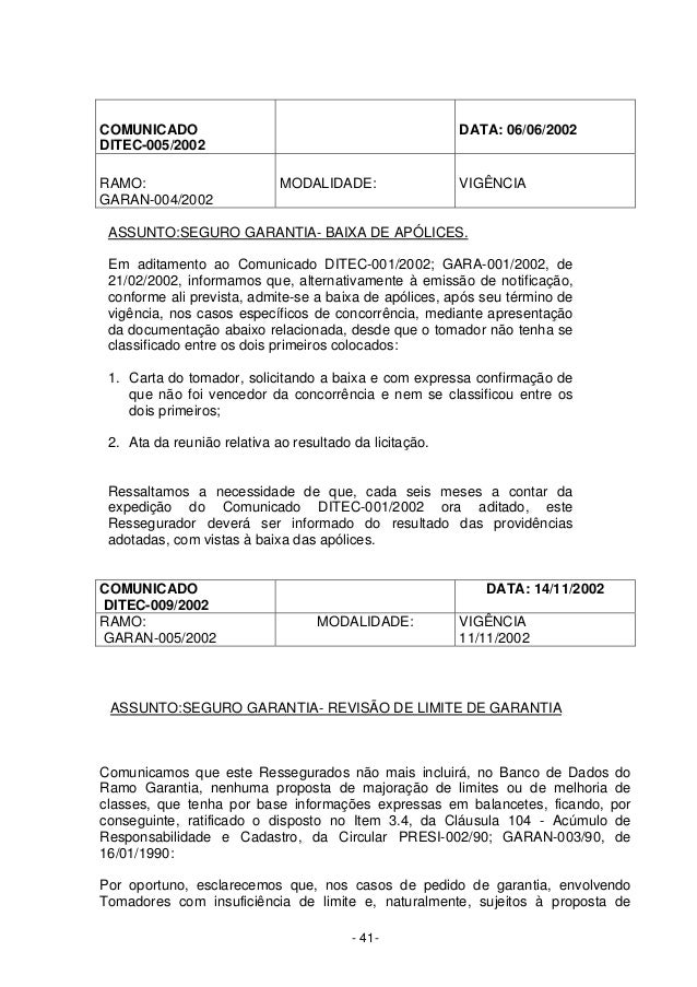 Manual de seguro garantia do irb