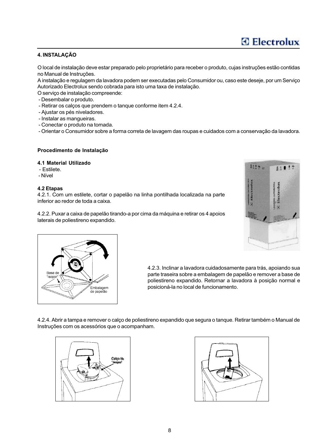 Manual de serviço electrolux top 8