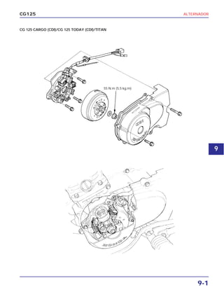 ALTERNADOR
9-1
CG125
CG 125 CARGO (CDI)/CG 125 TODAY (CDI)/TITAN
55 N.m (5,5 kg.m)
9
 