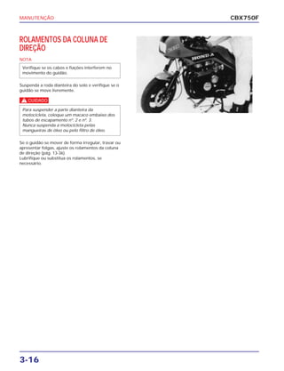 Manual de serviço cbx750 f manutenc | PDF