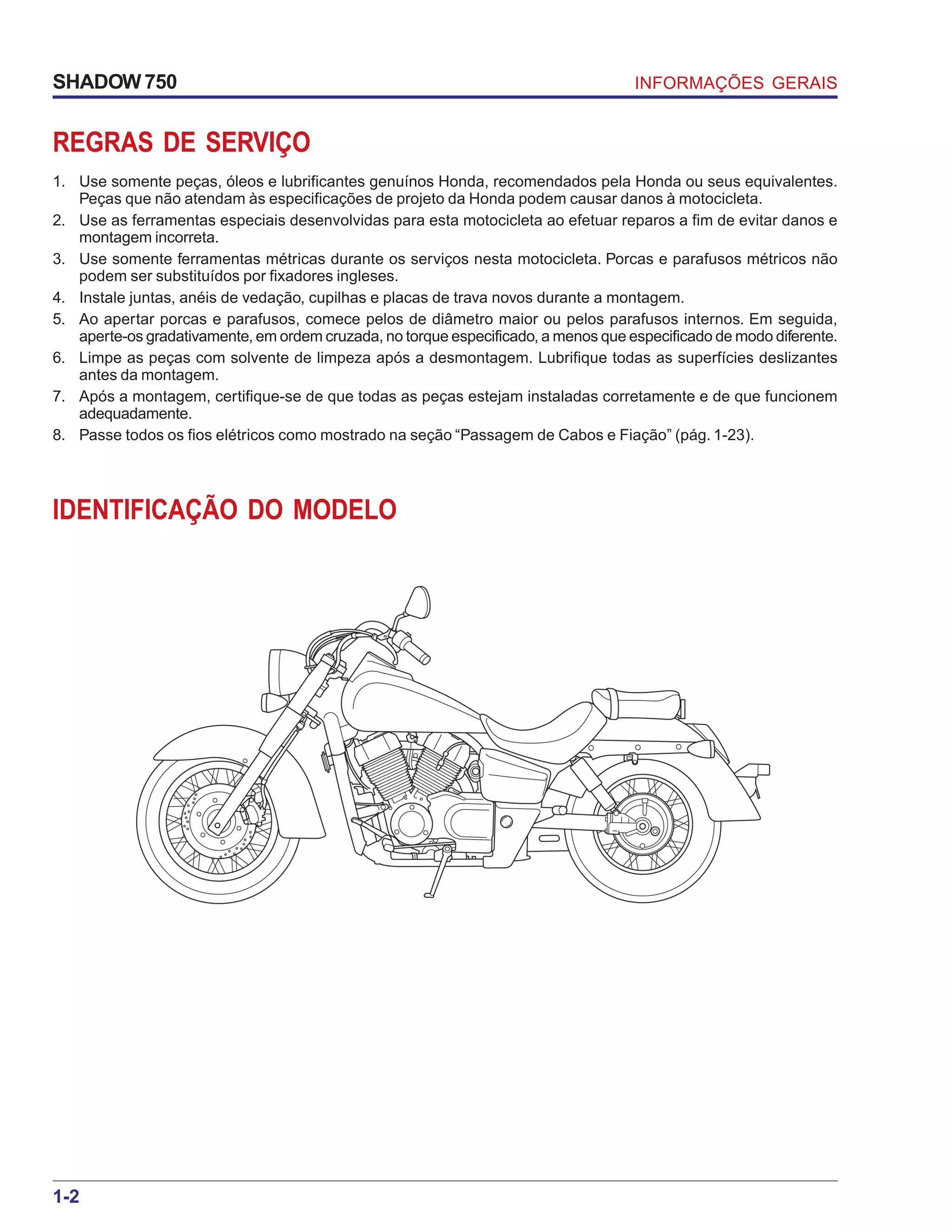 Manual de serviço shadow 750 00 x6b-meg-001 informacoes gerais | PDF