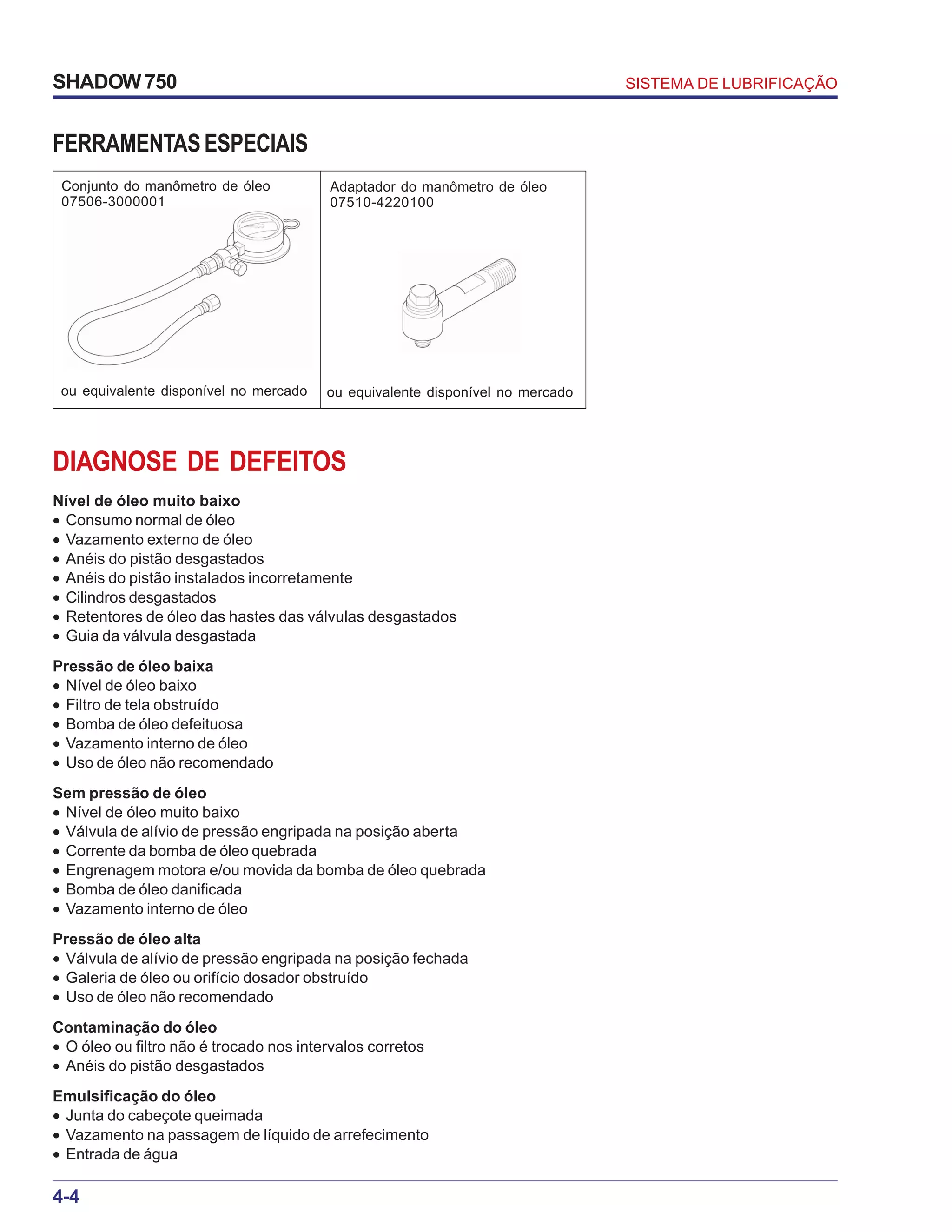 Manual de serviço shadow 750 00 x6b-meg-001 lubrificacao | PDF