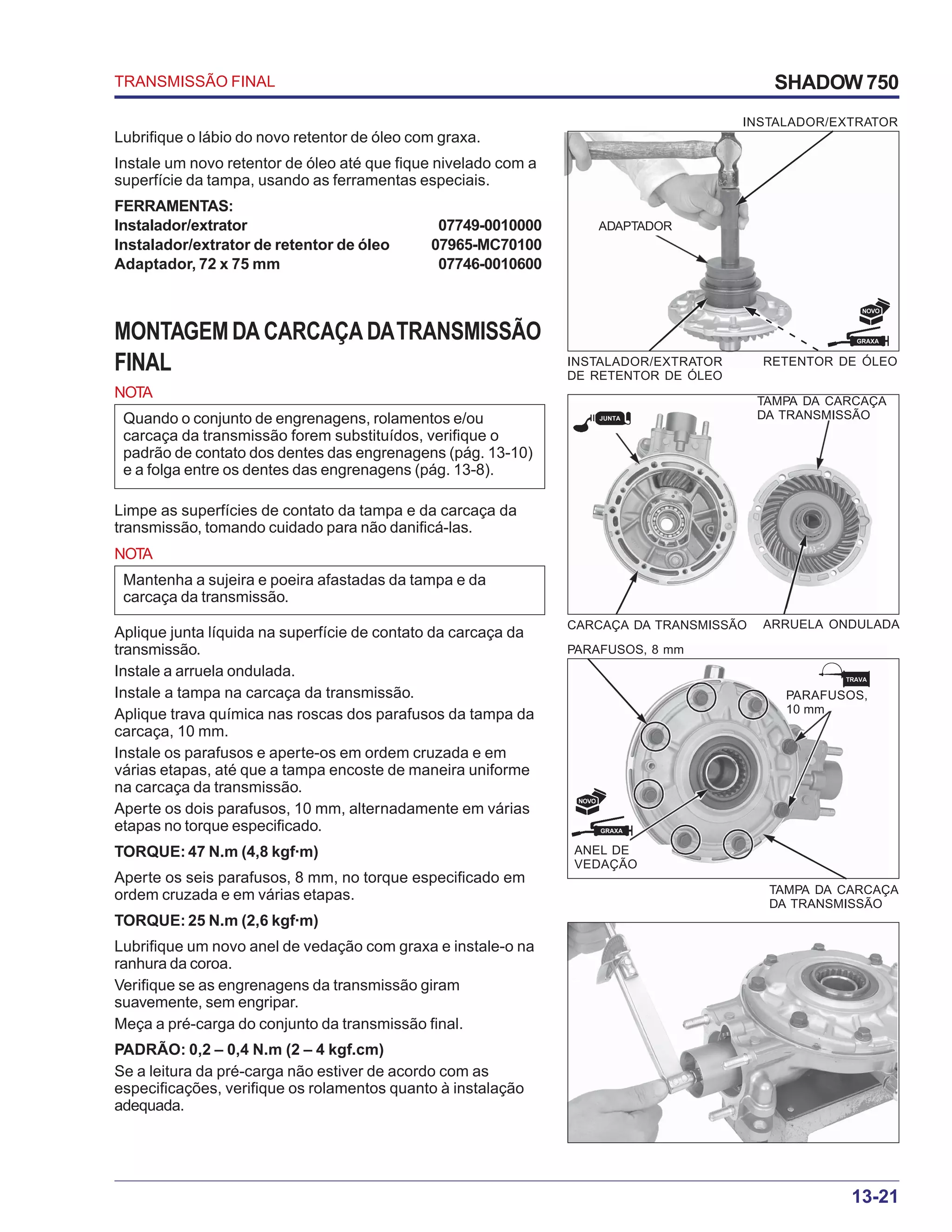 Manual de serviço shadow 750 00 x6b-meg-001 transmissao-final | PDF
