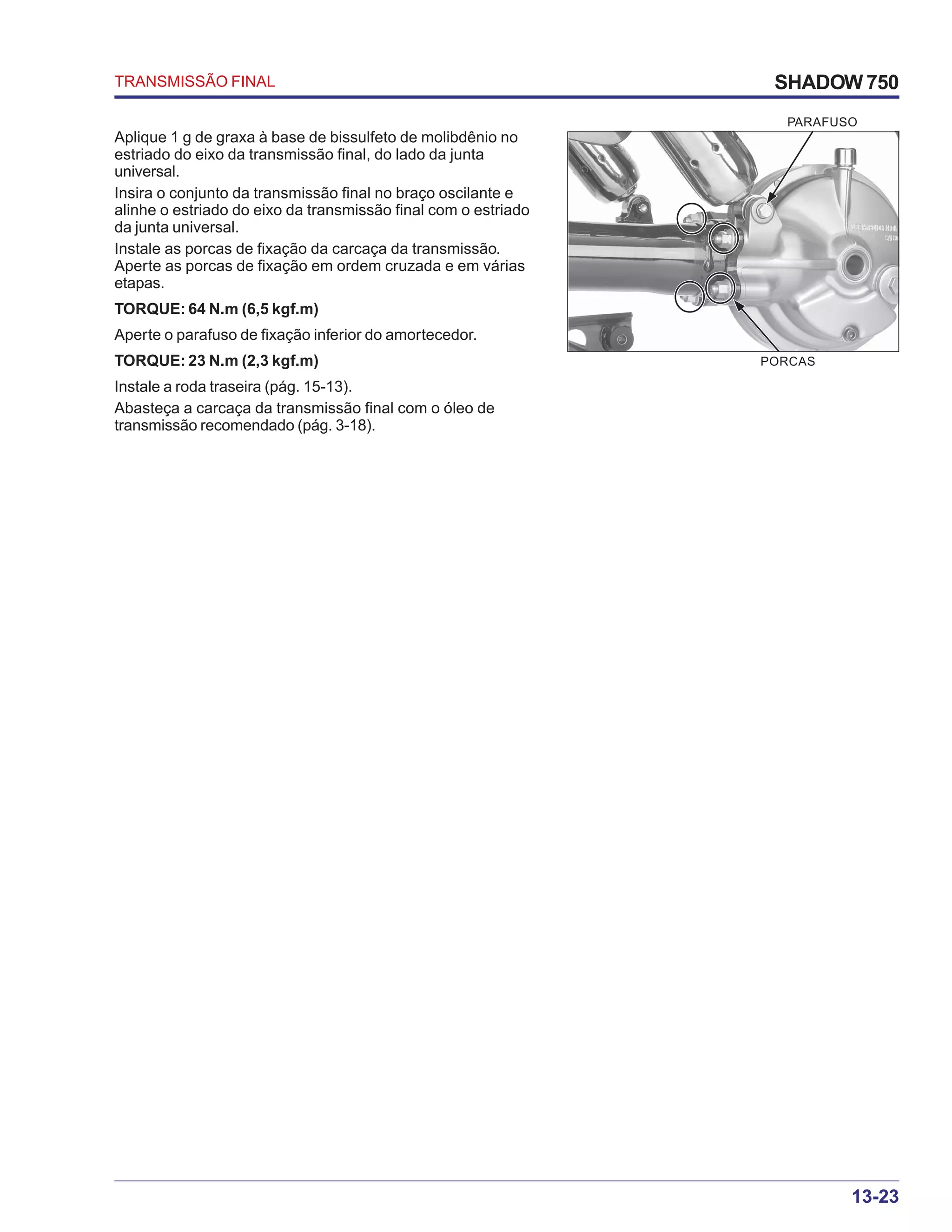 Manual de serviço shadow 750 00 x6b-meg-001 transmissao-final | PDF