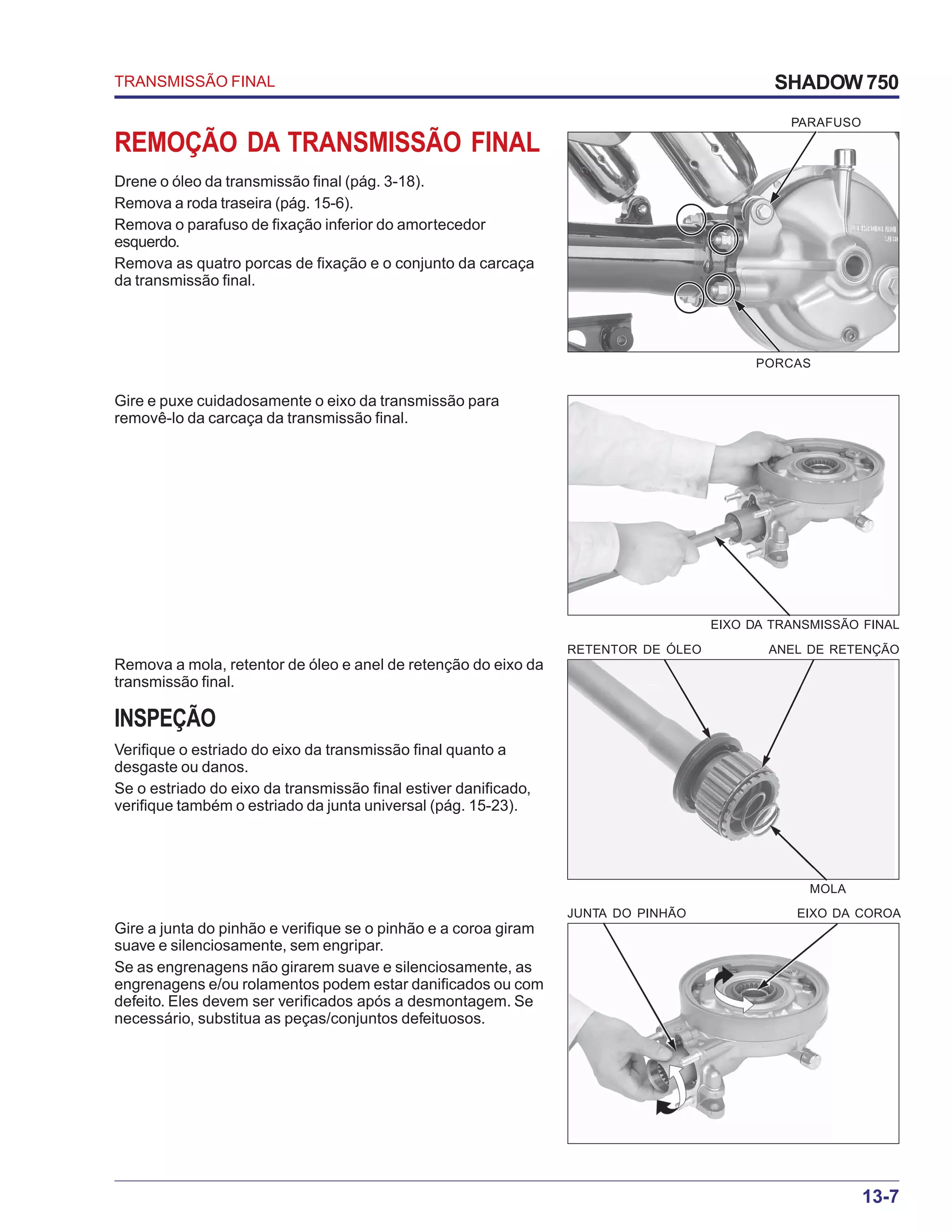 Manual de serviço shadow 750 00 x6b-meg-001 transmissao-final | PDF
