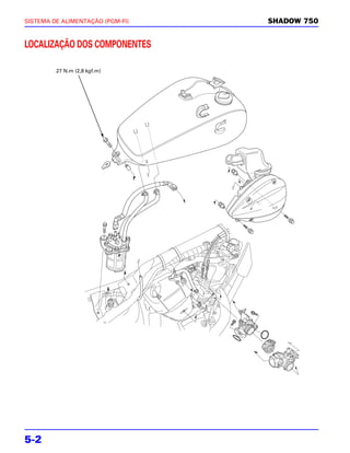 SISTEMA DE ALIMENTAÇÃO (PGM-FI)   SHADOW 750


LOCALIZAÇÃO DOS COMPONENTES

         27 N.m (2,8 kgf.m)




5-2
 