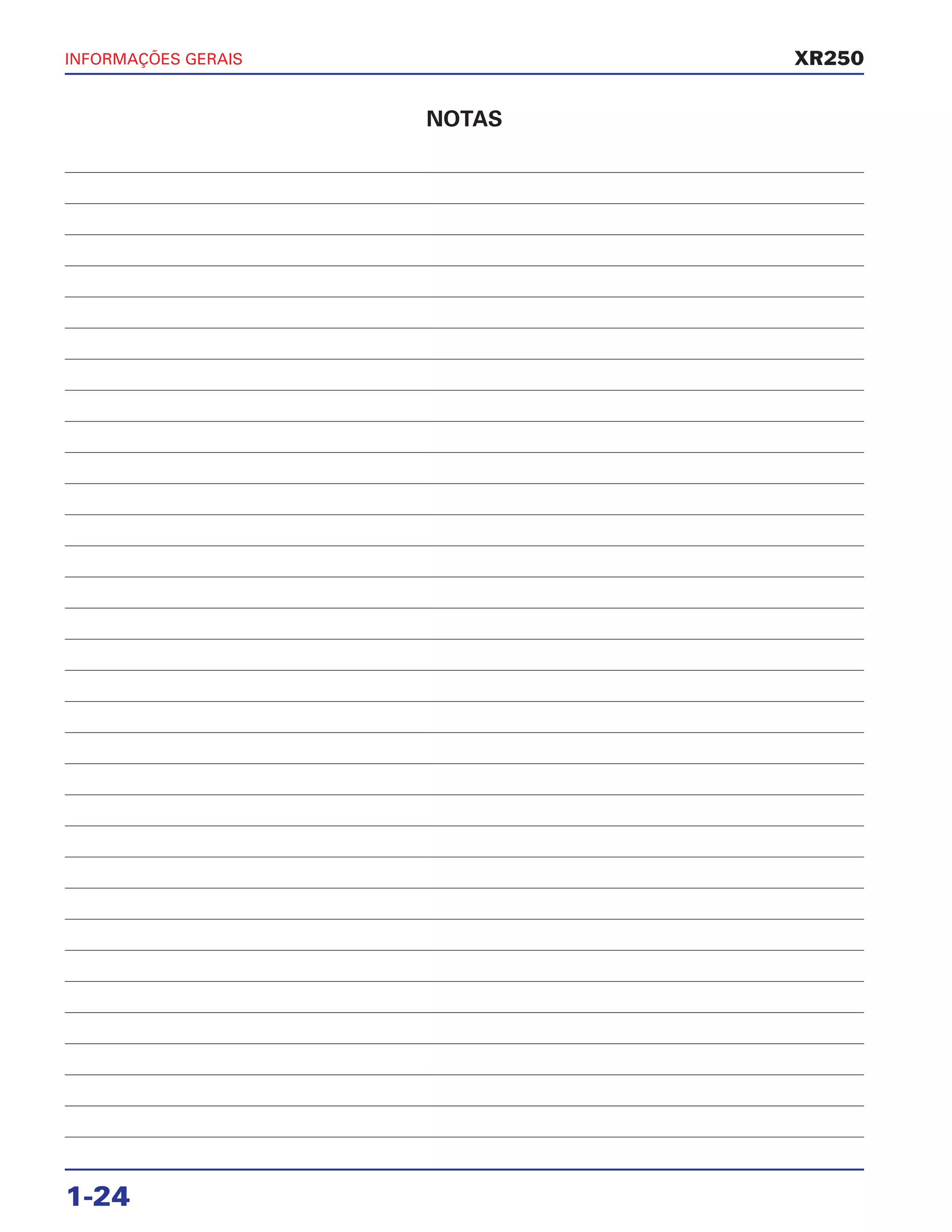 INFORMAÇÕES GERAIS
1-24
XR250
NOTAS
 
