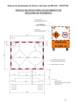 Manual de Sinalização de Obras e Serviços da BR-040 - INVEPAR
20
VEÍCULO DE APOIO PARA LEVANTAMENTO DE
DEFLEXÃO DE PAVIMENTO
 