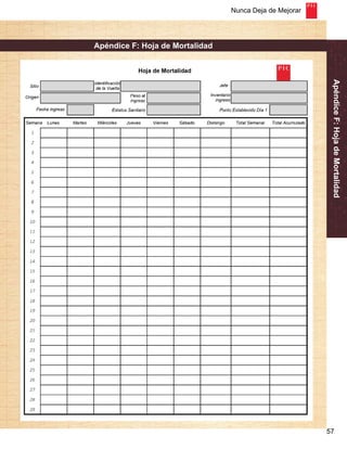 Nunca Deja de Mejorar 
Apéndice F: Hoja de Mortalidad 
57 
Apéndice F: Hoja de Mortalidad 
 