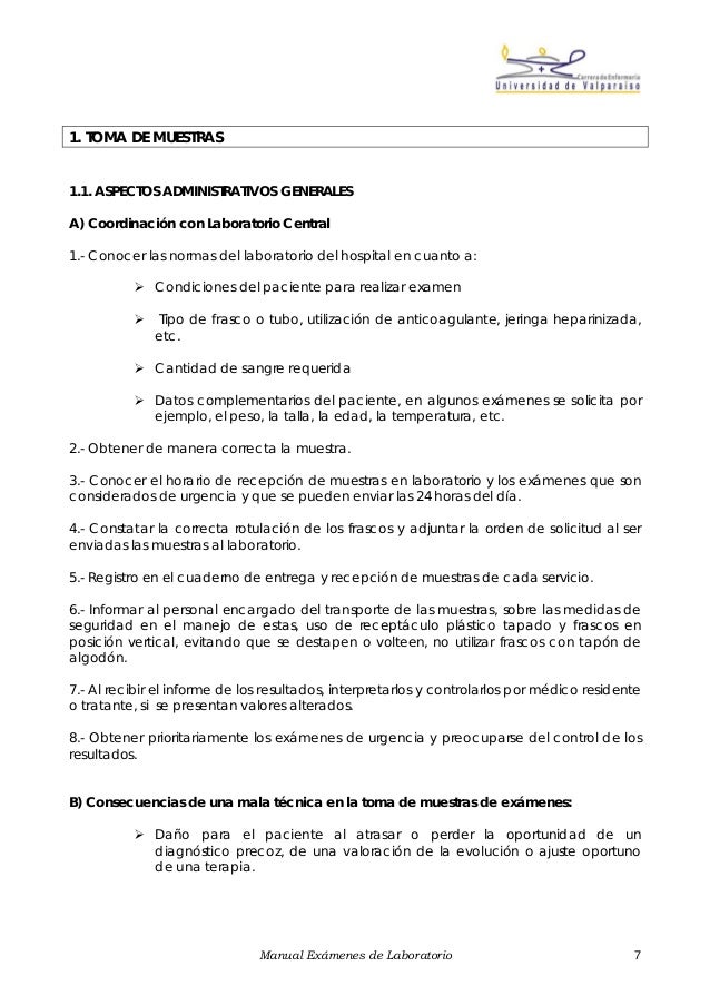 Manual de tecnicas de Toma de Muestras para Examenes de
