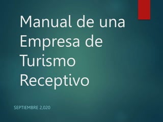Manual de una
Empresa de
Turismo
Receptivo
SEPTIEMBRE 2,020
 