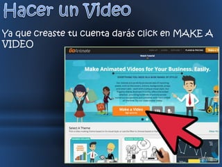 Ya que creaste tu cuenta darás click en MAKE A
VIDEO
 