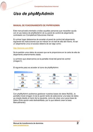Manual de uso de phpmyadmin | PDF