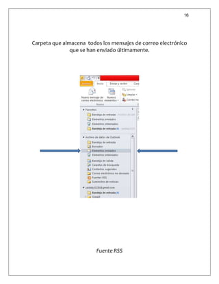 16
Carpeta que almacena todos los mensajes de correo electrónico
que se han enviado últimamente.
Fuente RSS
 