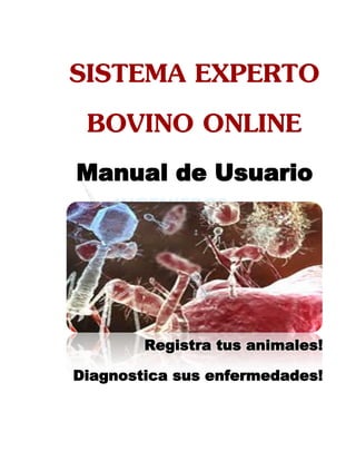 SISTEMA EXPERTO
BOVINO ONLINE
Manual de Usuario
Registra tus animales!
Diagnostica sus enfermedades!
 