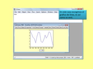 Al hacer doble clic sobre la serie, aparecerá esta ventana, que muestra  los datos que contiene la serie.Ud ahora dispone de  opciones como View y Proc, para examinar varias características de la serie.