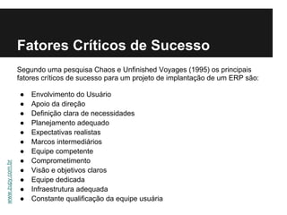 Fatores Críticos de Sucesso
                  Segundo uma pesquisa Chaos e Unfinished Voyages (1995) os principais
       ...