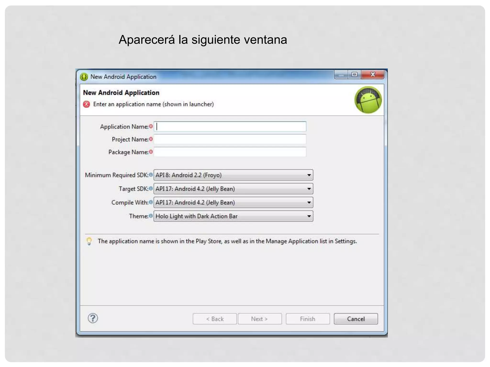 Aparecerá la siguiente ventana
 