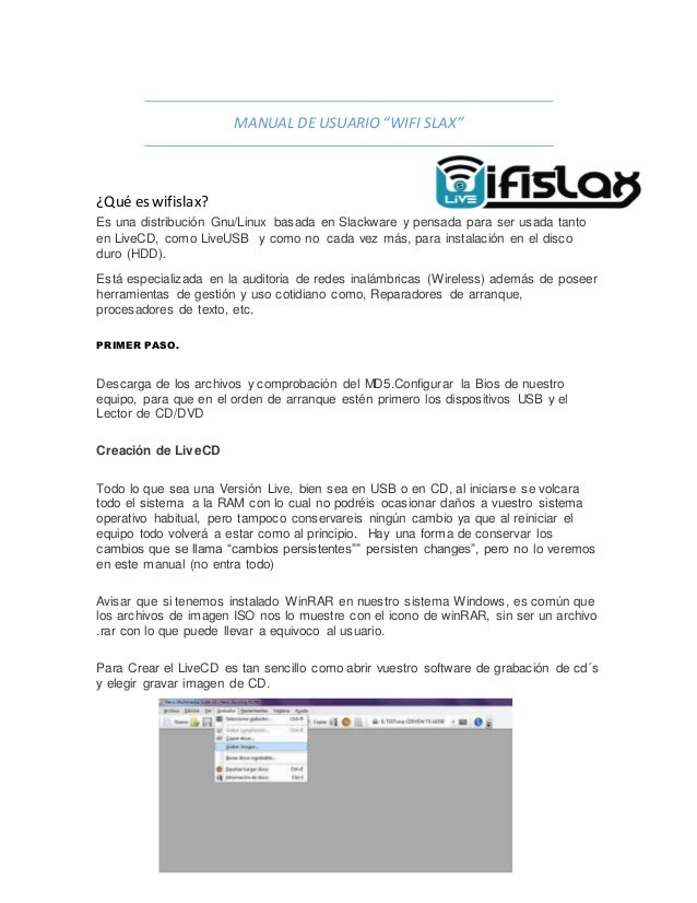 manual de uso de wifislax Manual de usuario wifislax (uriel guzman).