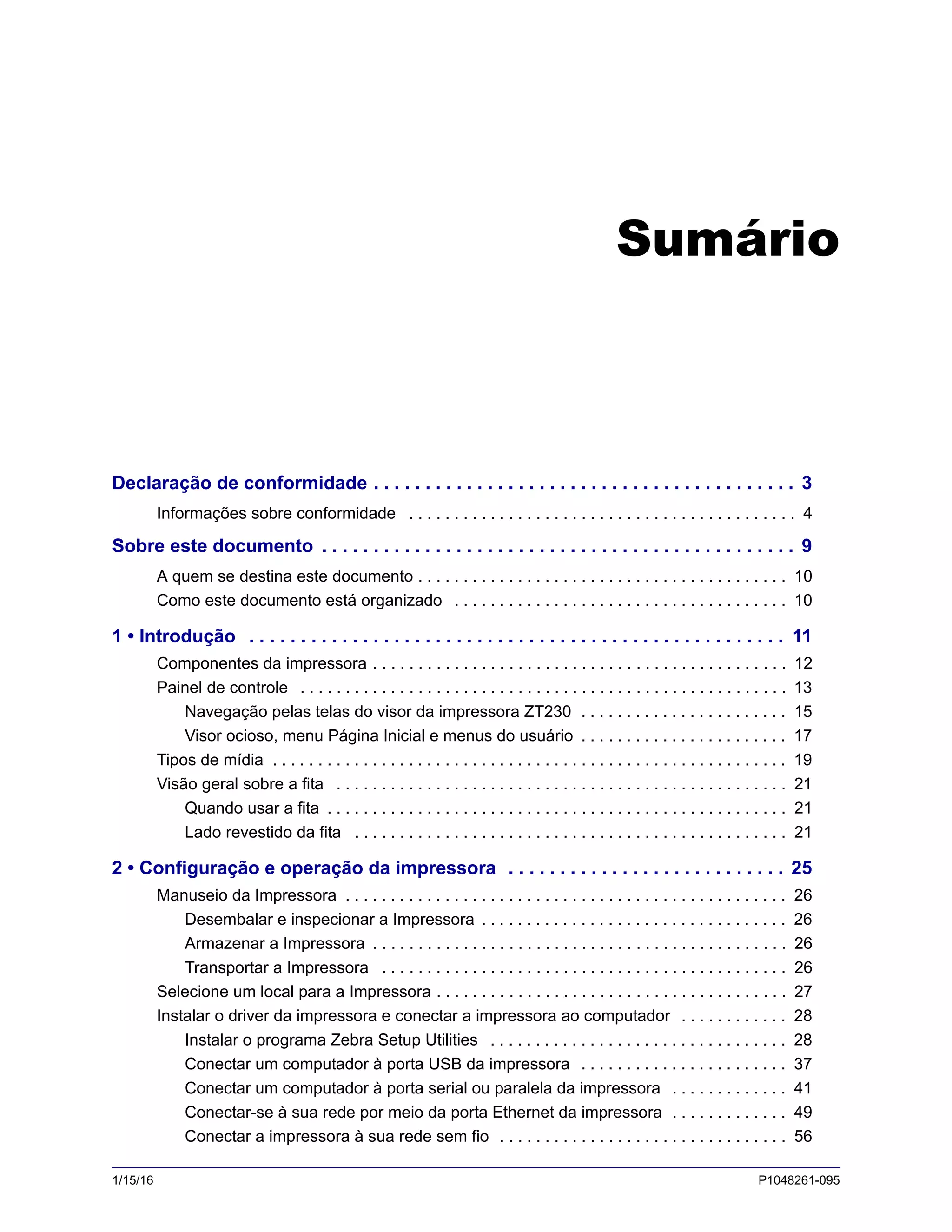 ZT230 - Manual de Usuário Para Impressora | PDF