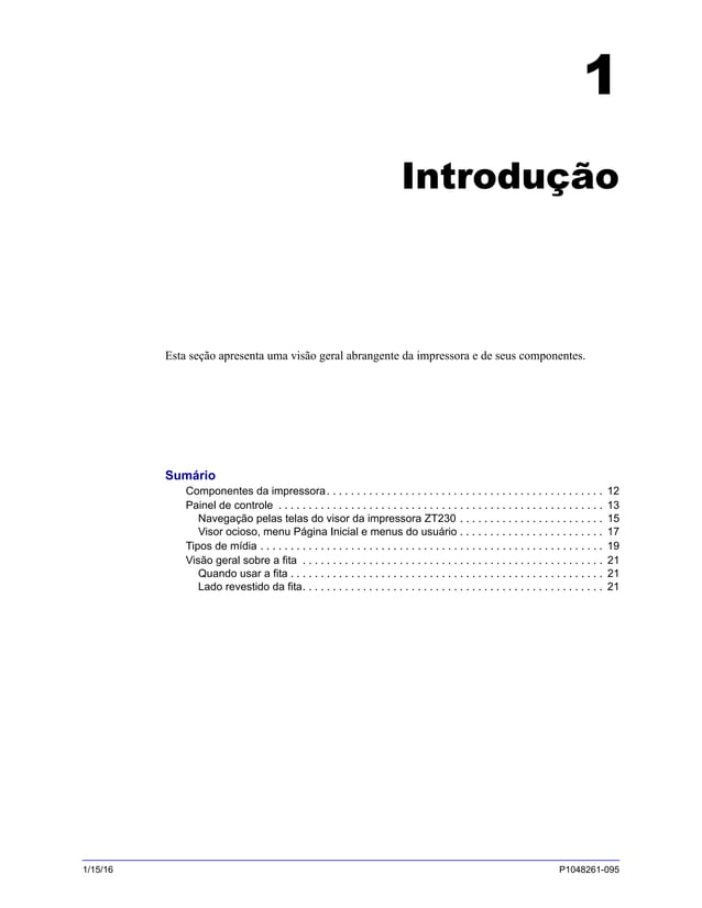 ZT230 - Manual de Usuário Para Impressora | PDF
