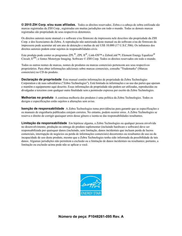 ZT230 - Manual de Usuário Para Impressora | PDF