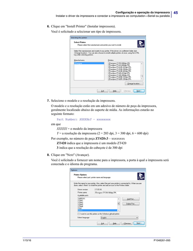ZT230 - Manual de Usuário Para Impressora | PDF