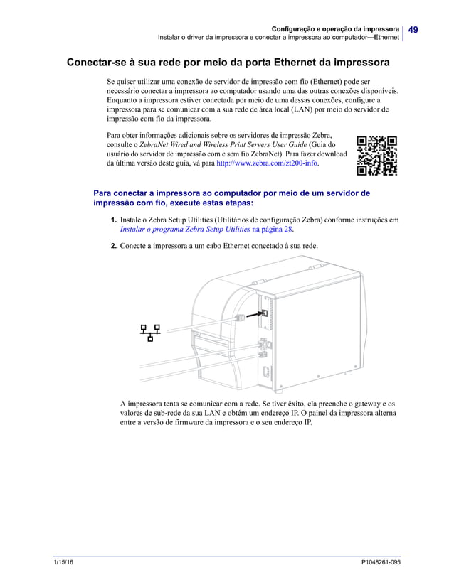 ZT230 - Manual de Usuário Para Impressora | PDF