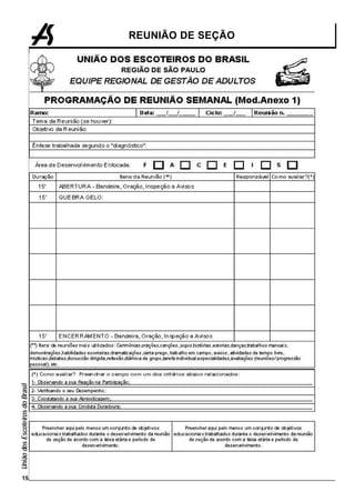 15
     União dos Escoteiros do Brasil
                                      REUNIÃO DE SEÇÃO
 