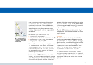 Estes disparadores podem ser termomagnéticos             ajuste da corrente de falta nominal (I∆n), com valores
                             ou eletrônicos, além disso, podem apresentar             de corrente de falta à terra de 30 mA a 3000 mA. Esta
                             diferentes características e incluir disparadores        combinação é chamada de disjuntor com dispositivo
                             adicionais, como com um leve atraso para ﬁns de          de proteção diferencial incorporado (CBR).
                             seletividade, com característica de proteção de
                             motor ou de proteção de motor ou de proteção de          A tabela 15.1 mostra um breve resumo de alguns
                             falta à terra.                                           dos diferentes disparadores de proteção dos disjun-
                                                                                      tores tripolares.
                             Os diferentes tipos de disparadores são:
                              Proteção contra sobrecargas “L”                         Contatos
                              Proteção contra curto-circuitos com curto retardo “S”   Os contatos atuam com uma grande velocidade.
ﬁg. 15.1 possibilidades de
regulagem sobre as curvas     Proteção contra curto-circuitos instantâneo “I”         Isto permite uma elevada capacidade de ruptura.
de disparo em disjuntores     Proteção contra falta à terra “G”.                      Os contatos têm três posições: fechado, aberto por
caixa moldada
                                                                                      acionamento ou aberto por disparador de proteção.
                             Os disparadores para a proteção contra falta à terra     Esta é uma característica básica do disjuntor em
                             “G” atuam através da soma vetorial das correntes         caixa moldada que lhe permite diferenciar entre
                             nas fases, disparam a partir da metade do valor          abertura por operação ou abertura por falha, e
                             nominal no disjuntor e são adequados para prote-         sinalizá-lo por meio de contatos de alarme.
                             ger as instalações contra os efeitos de faltas que
                             poderiam gerar um incêndio.                              Os contatos de alarme sinalizam se os contatos
                                                                                      principais estão abertos por ação de um disparador,
                             Existe um módulo DR eletrônico que se permite            sendo que por outro lado, os contatos auxiliares
                             acoplar a um disjuntor caixa moldada com dispara-        informam se estão ou não abertos, sem importar
                             dores de sobrecorrente termomagnéticos. Estes dis-       a causa.
                             positivos possuem ajuste do tempo de retardo (∆t) e

                                                                                                                                               103
 