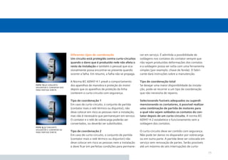 Diferentes tipos de coordenação                       cer em serviço. É admitida a possibilidade de
                           Um circuito está protegido contra curto-circuitos     soldagens nos contatos do contator sempre que
                           quando o dano que é produzido nele não afeta o        não sejam produzidas deformações dos contatos
                           resto da instalação e também o pessoal que oca-       e a soldagem possa ser solta com uma ferramenta
                           sionalmente possa encontrar-se presente quando        simples (por exemplo: chave de fenda). O fabri-
                           ocorrer a falha. Em resumo, a falha não se propaga.   cante dará instruções sobre a manutenção.

                           A Norma IEC 60947-4-1 prevê o comportamento           Tipo de coordenação total
foto 10.2 conjunto         dos aparelhos de manobra e proteção do motor          Se desejar uma maior disponibilidade da instala-
disjuntor e contator s00
para partida direta        depois que os aparelhos de proteção da linha          ção, pode-se recorrer a um tipo de coordenação
                           conterem o curto-circuito com segurança.              que não necessita de reparos.

                           Tipo de coordenação 1                                 Selecionando fusíveis adequados ou superdi-
                           Em caso de curto-circuito, o conjunto de partida      mensionando os contatores, é possível realizar
                           (contator mais o relé térmico ou disjuntor), não      uma combinação de partida de motores para
                           deve colocar em risco as pessoas nem a instalação,    a qual não sejam soldados os contatos do con-
                           mas não é necessário que permaneçam em serviço.       tator depois de um curto-circuito. A norma IEC
                           O contator e o relé de sobrecarga poderão ser         60947-4-2 estabelece o funcionamento sem a
                           consertados, ou deverão ser substituídos.             soldagem dos contatos.
foto 9.3 conjunto
disjuntor e contator s0
para partida direta        Tipo de coordenação 2                                 O curto-circuito deve ser contido com segurança.
                           Em caso de curto-circuito, o conjunto de partida      Não pode ter danos no disparador por sobrecarga
                           (contator mais o relé térmico ou disjuntor) não       ou em outra parte. A partida deve ser colocada em
                           deve colocar em risco as pessoas nem a instalação     serviço sem renovação de partes. Serão possíveis
                           e deve ﬁcar em perfeitas condições para permane-      até um máximo de seis interrupções de curto-

                                                                                                                                     75
 