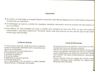 Manual do proprietário do gol gts 88